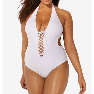 ASHLEY GRAHAM HALTER LACE-UP SUIT
